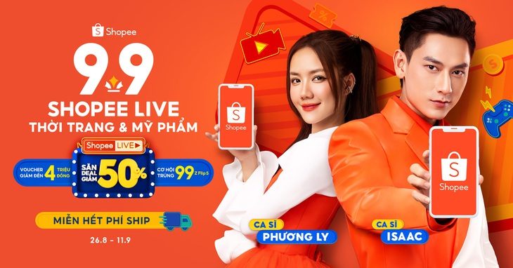 Kéo dài từ 26-8 - 11-9, sự kiện "9.9 Shopee Live Thời Trang & Mỹ Phẩm - Miễn hết phí ship" mang đến cho người dùng hàng loạt deal giảm nửa giá, siêu voucher giảm đến 4 triệu đồng và 99 cơ hội trúng Samsung Galaxy Z Flip5 Kéo dài từ 26-8 - 11-9, sự kiện "9.9 Shopee Live Thời Trang & Mỹ Phẩm - Miễn hết phí ship" mang đến cho người dùng hàng loạt deal giảm nửa giá, siêu voucher giảm đến 4 triệu đồng và 99 cơ hội trúng Samsung Galaxy Z Flip5