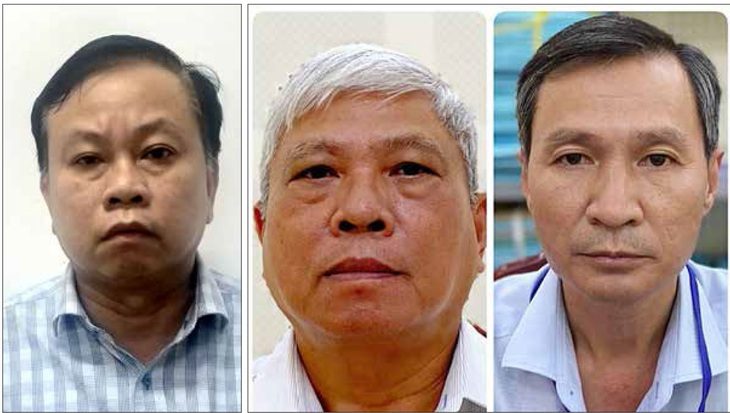 Ba cựu phó Ban quản lý các khu công nghiệp tỉnh Bình Dương (từ trái qua): Nguyễn Thành Trung, Đặng Quang Việt, Nguyễn Thành Nhân Ảnh: BCA Ba cựu phó Ban quản lý các khu công nghiệp tỉnh Bình Dương (từ trái qua): Nguyễn Thành Trung, Đặng Quang Việt, Nguyễn Thành Nhân - Ảnh: BCA
