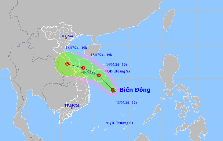 Áp thấp nhiệt đới hướng vào Đà Nẵng - Quảng Ngãi, cả nước mưa lớn từ đêm mai- Ảnh 1. Vị trí và hướng di chuyển áp thấp nhiệt đới - Ảnh: NCHMF