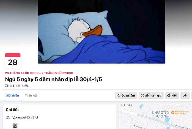 Bạn trẻ rủ nhau 'ngủ 5 ngày 5 đêm' dịp lễ 30-4, 1-5- Ảnh 1. Hài hước trào lưu "ngủ 5 ngày 5 đêm" nhân dịp lễ 30-4, 1-5 - Ảnh: Chụp màn hình