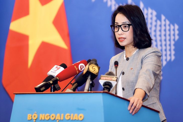 7 năm phán quyết Biển Đông: Việt Nam tái khẳng định chủ quyền với Hoàng Sa, Trường Sa - Ảnh 1. Người phát ngôn Bộ Ngoại giao Phạm Thu Hằng - Ảnh: NAM TRẦN